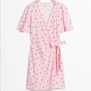 & other stories pink wrap dress